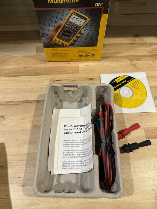 FLUKE 187 TRUE RMS MULTIMETER W/ LEADS & CLIPS  (NEW SEALED) TESTED - RARE