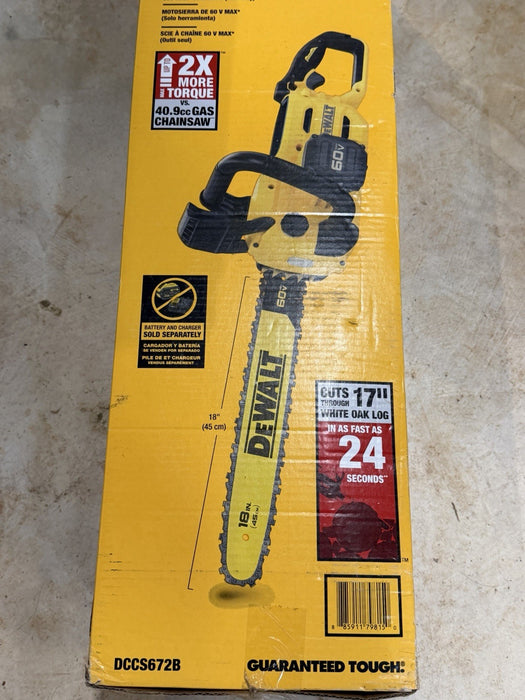 DEWALT DCCS672B FLEX VOLT 60V MAX 18 INCH 45 CM CHAINSAW TOOL ONLY (NEW SEALED)