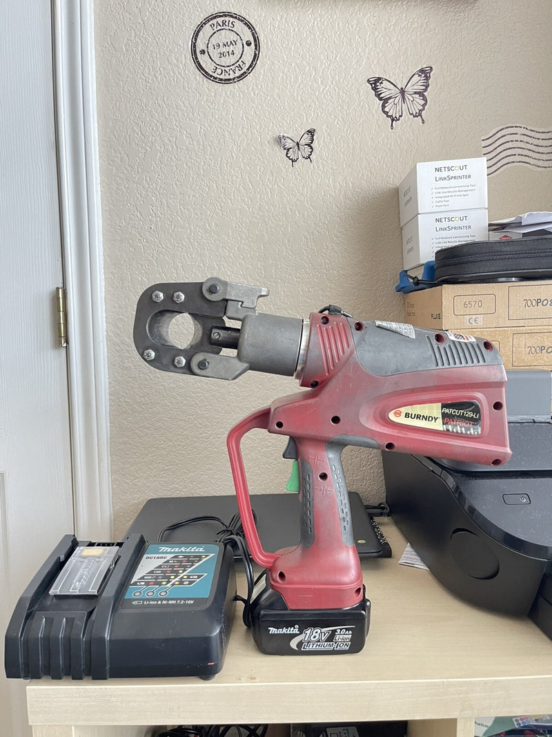 BURNDY PATCUT129LI HYDRAULIC CABLE WIRE CUTTER CU AL ACSR REBAR GROUND ROD GUY