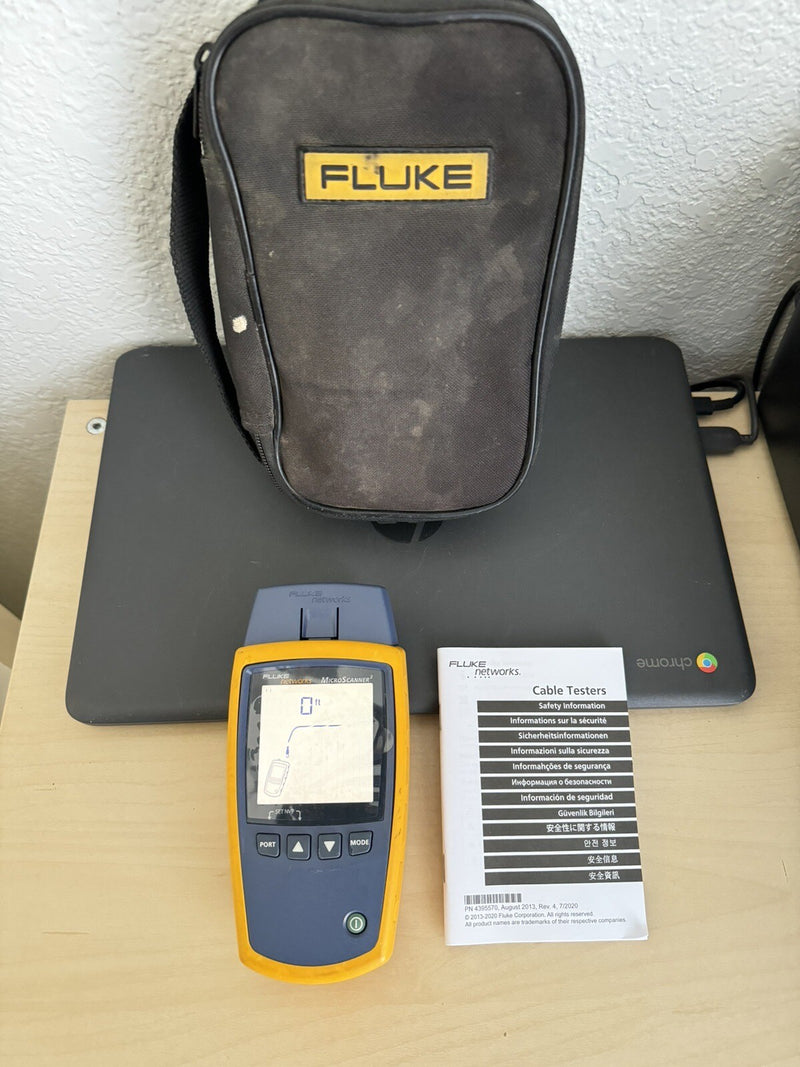 FLUKE NETWORKS MS2-100 MICROSCANNER2 NETWORK CABLE VERIFIER WITH BAG AND MANUAL