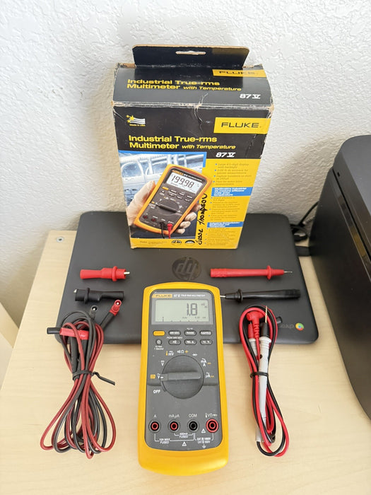 FLUKE 87V TRUE RMS MULTIMETER W /LEADS - FREE SHIPPING (TESTED)