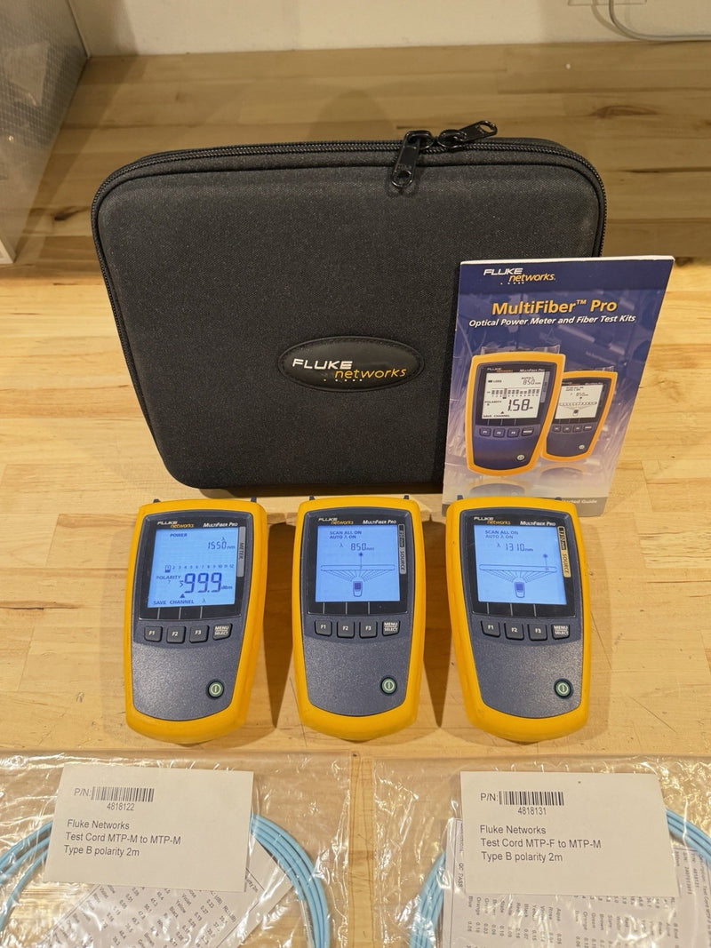 FLUKE NETWORKS MFTK MM-850/SM-1310 MULTIFIBER PRO MPO FIBER LOSS TEST KIT TESTED