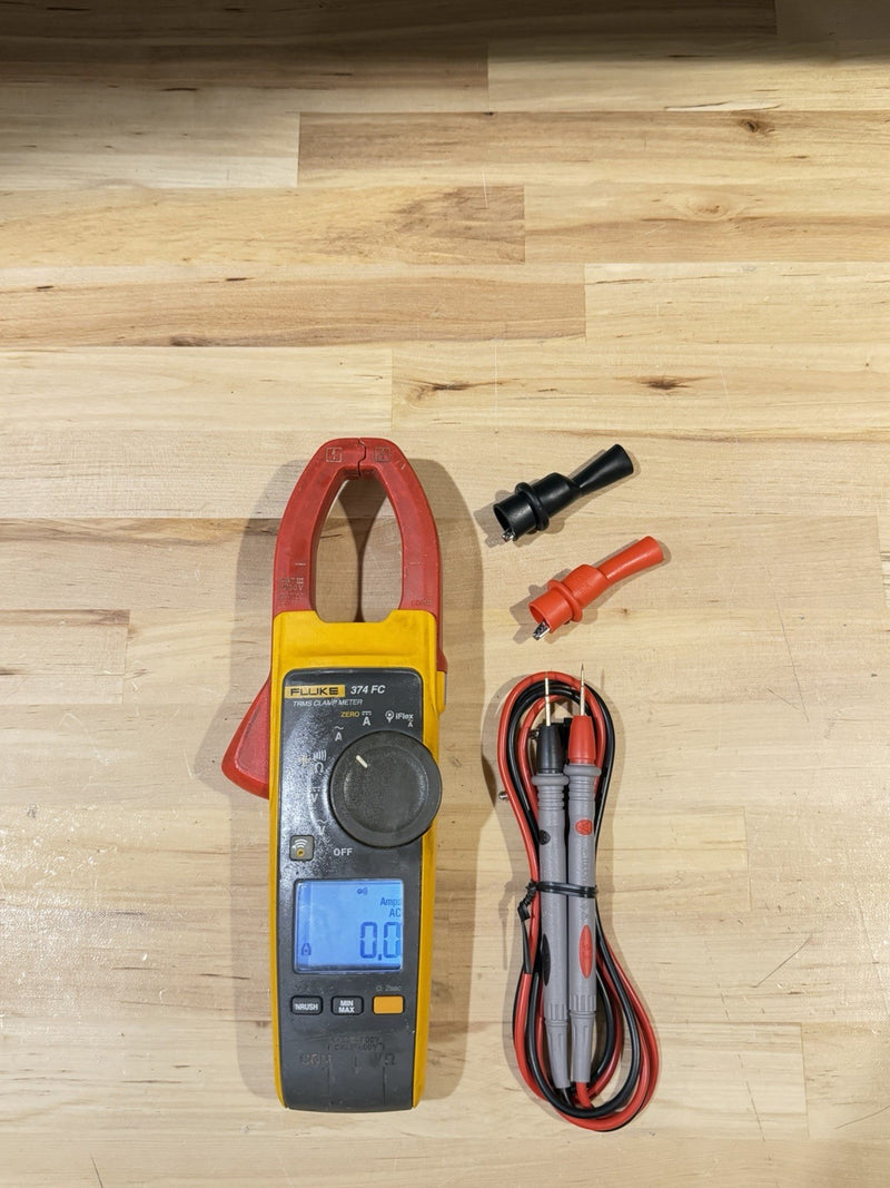 FLUKE 374 FC TRMS CLAMP METER WITH LEADS & CLIPS TESTED