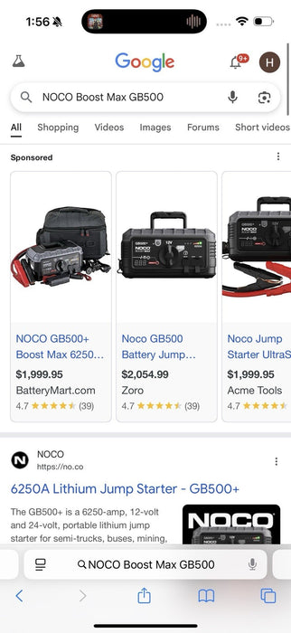 NOCO GB500 BOOST MAX ULTRASAFE JUMP STARTED 6250A 12 V/24 V
