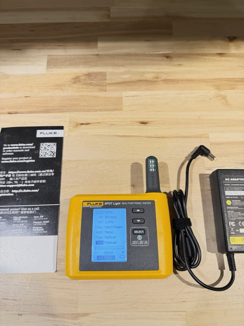 FLUKE BIOMEDICAL SPOT LIGHT SPO2 FUNCTIONAL TESTER WITH CHARGER