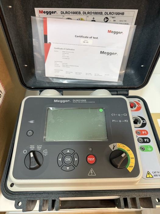 MEGGER DLRO100EB DIGITAL LOW RESISTANCE OHMMETER CALIBRATED 2024 NEW