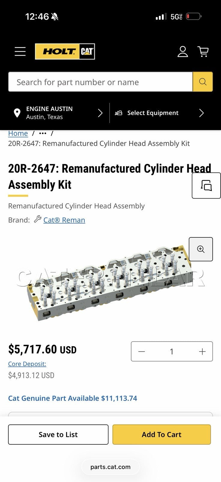 CAT 20R-2647 CYLINDER HEAD ASSEMBLY KIT (NEW SEALED) - GENUINE OEM / SHIPS FREE