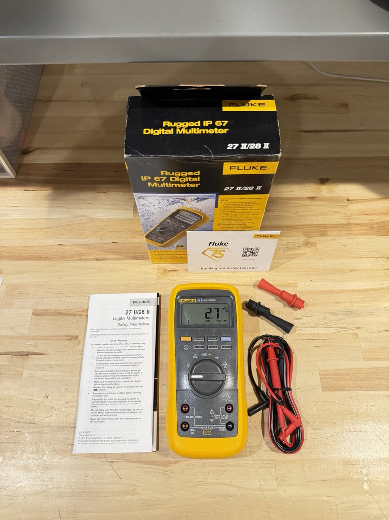 FLUKE 27 II TRUE RMS MULTIMETER CALIBRATED -SHIPS FAST (NEW SEALED)