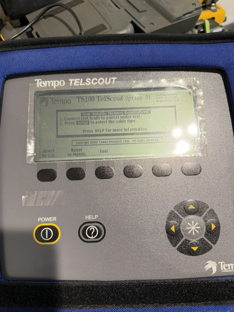 TEMPO TELSCOUT TS100 TDR REFLECTOMETER CABLE TESTER WITH LEADS & ACCESSORIES TESTED