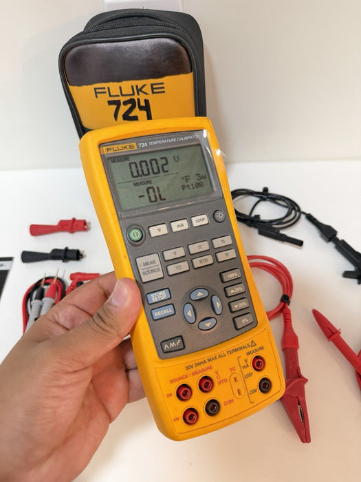 FLUKE 724 TEMPERATURE CALIBRATOR METER W/ LEADS & ACCESSORIES (TESTED)SHIPS FAST