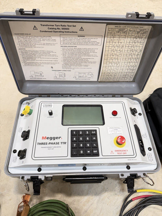 MEGGER THREE-PHASE TTR 550503 TRANSFORMER TURN-RATIO TESTER W/ CABLES (TESTED)
