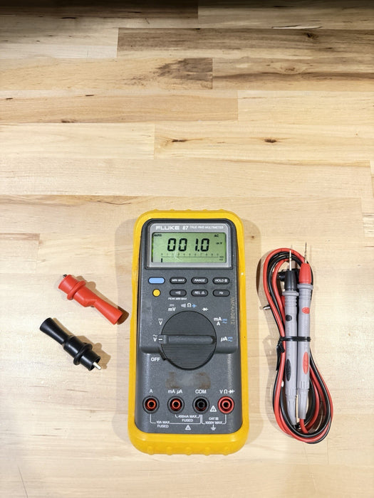 FLUKE 87 TRUE RMS MULTIMETER W/LEADS & CLIPS - SHIPS FAST