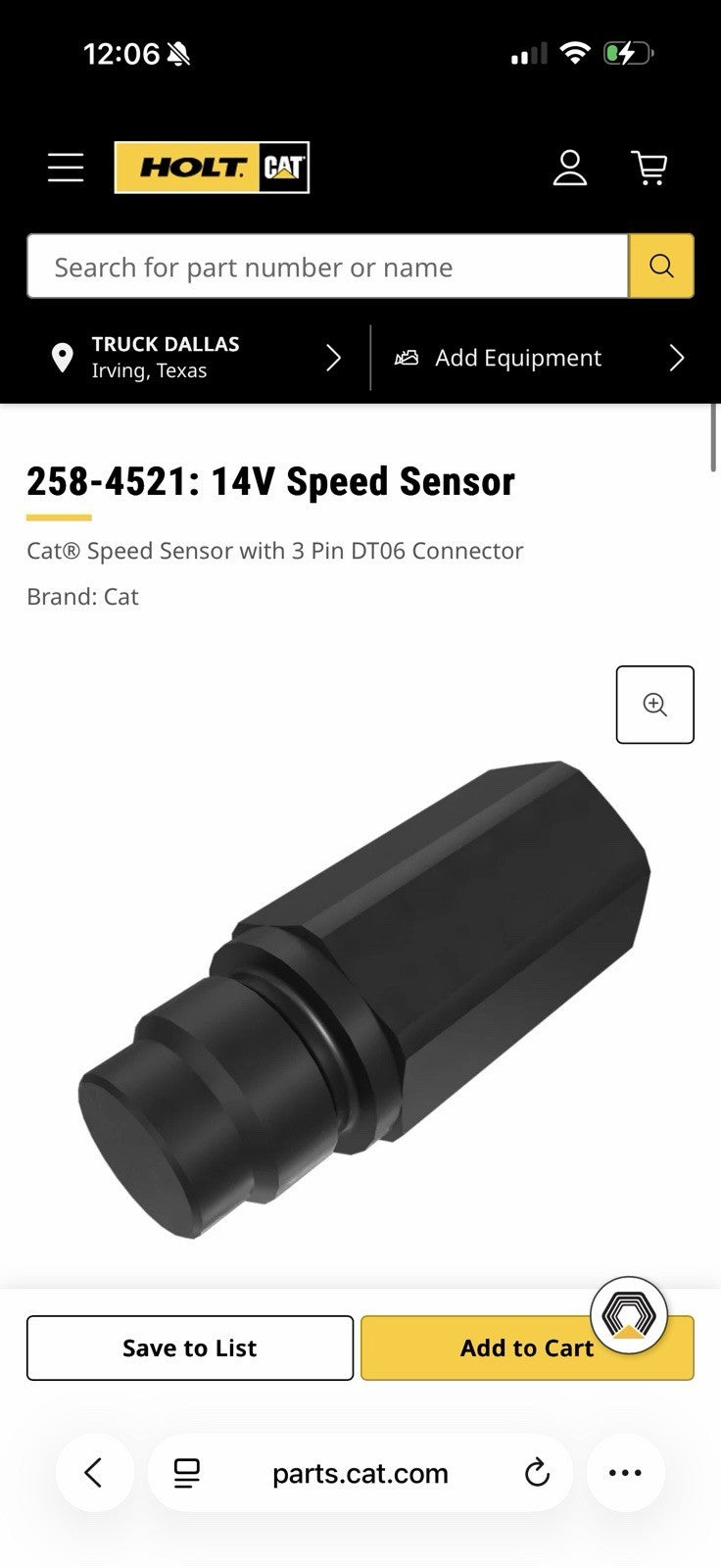 CAT 258-4521 14V SPEED SENSOR