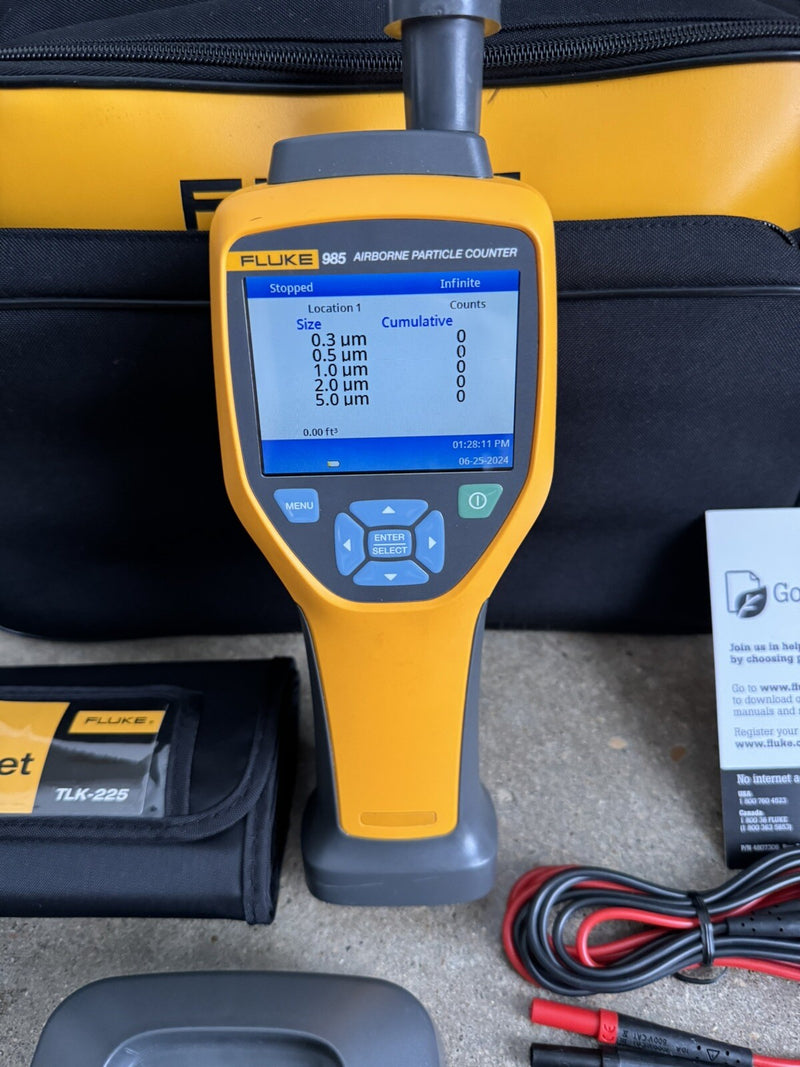 FLUKE 985 PARTICLE COUNTER AIR QUALITY METER HVAC IAQ WITH LEAD SET