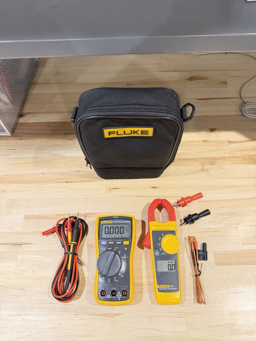 FLUKE 117/323 HVAC MULTIMETER COMBO KIT W/ ACCESSORIES (TESTED) SHIPS FAST