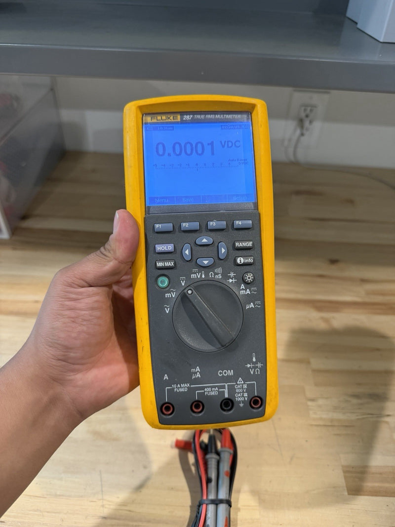 FLUKE 287 TRUE RMS ELECTRONIC LOGGING DIGITAL MULTIMETER WITH LEADS & CLIPS