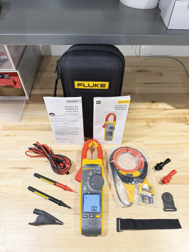 FLUKE 378 FC NON-CONTACR VOLTAGE CLAMP METER W/ LEADS & CASE - SHIPS FAST