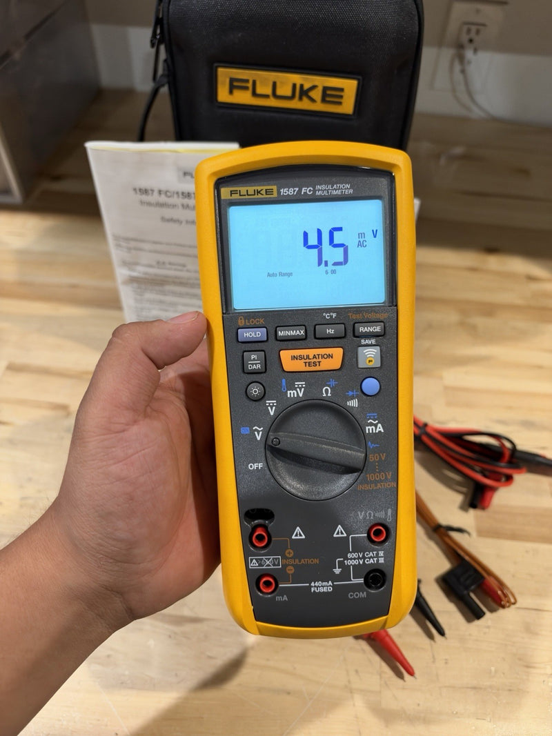 FLUKE 1587 FC 2 IN 1 HANDHELD DIGITAL INSULATION MULTIMETER W/ ACCESSORIES