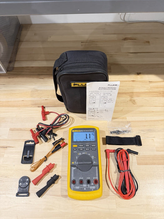FLUKE 87V TRUE RMS MULTIMETER KIT W/ LEADS (TESTED) SHIPS FAST