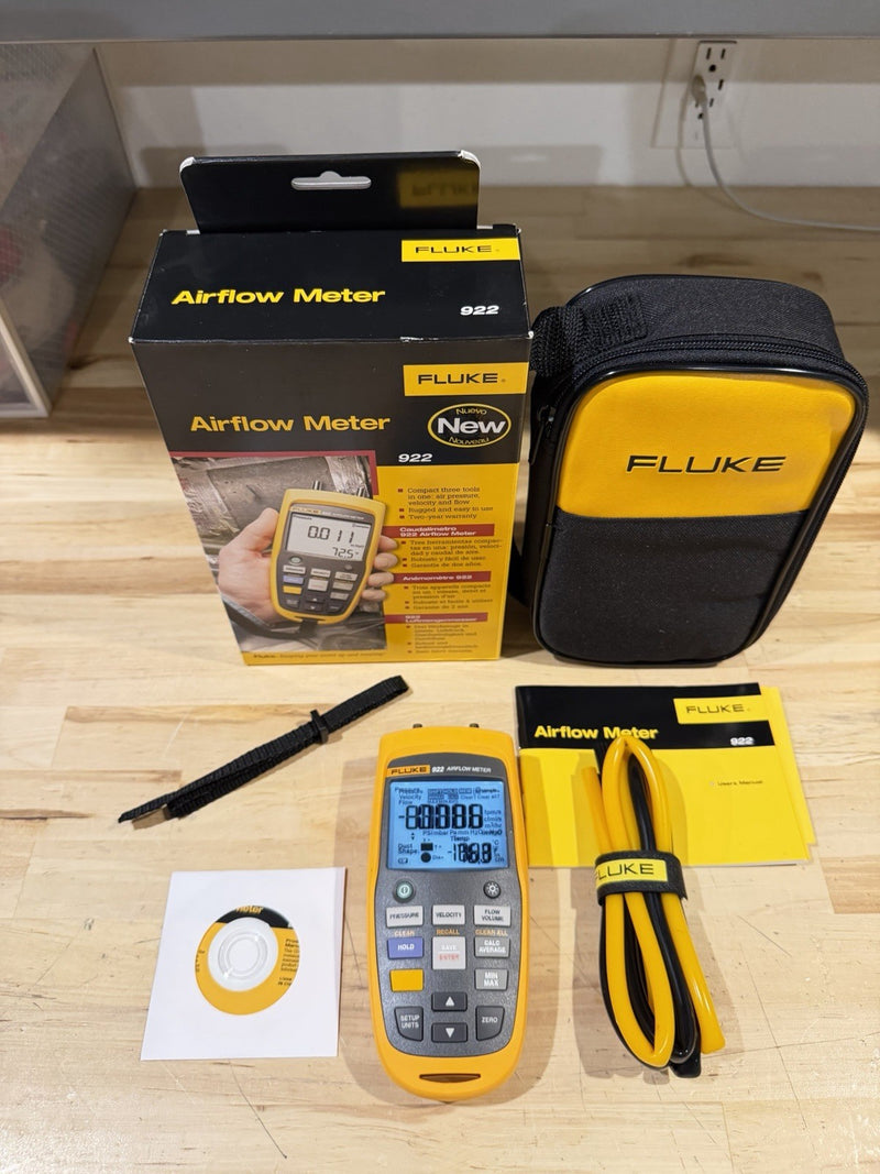 FLUKE 922 AIRFLOW METER KIT W / ACCESSORIES- SHIPS FAST (NEW SEALED)