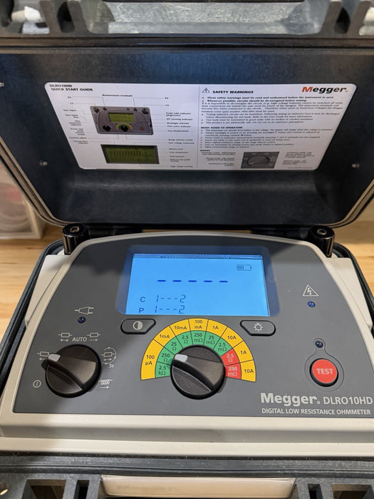 MEGGER DLRO10HD DIGITAL LOW RESISTANCE OHMETER W/ PROBES & CHARGER (TESTED)