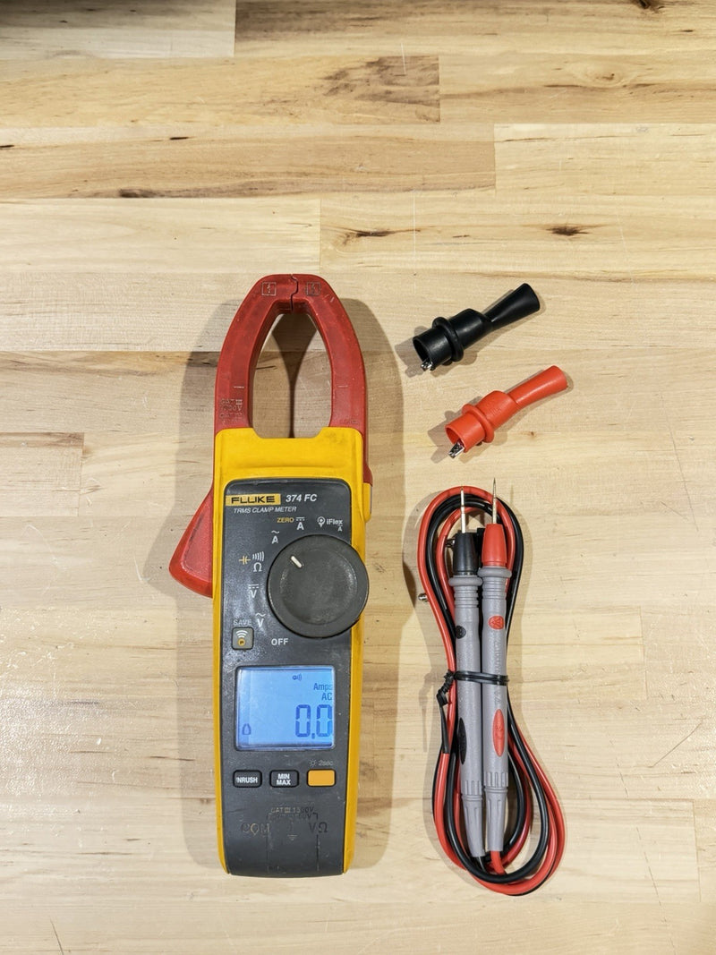 FLUKE 374 FC TRMS CLAMP METER WITH LEADS & CLIPS TESTED