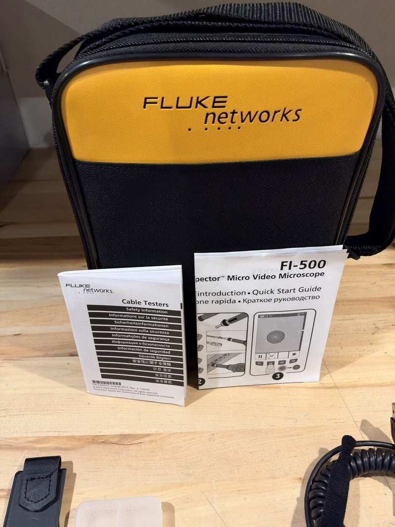 FLUKE NETWORKS FI-500 FIBER-INSPECTOR MICRO KIT W/  ACCESSORIES (TESTED)