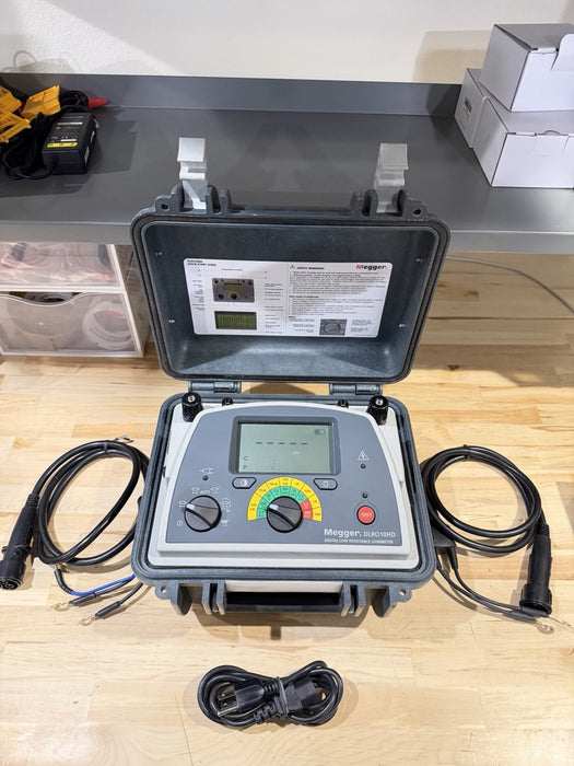 MEGGER DLRO10HD DIGITAL LOW RESISTANCE OHMETER W/ PROBES & CHARGER (TESTED)