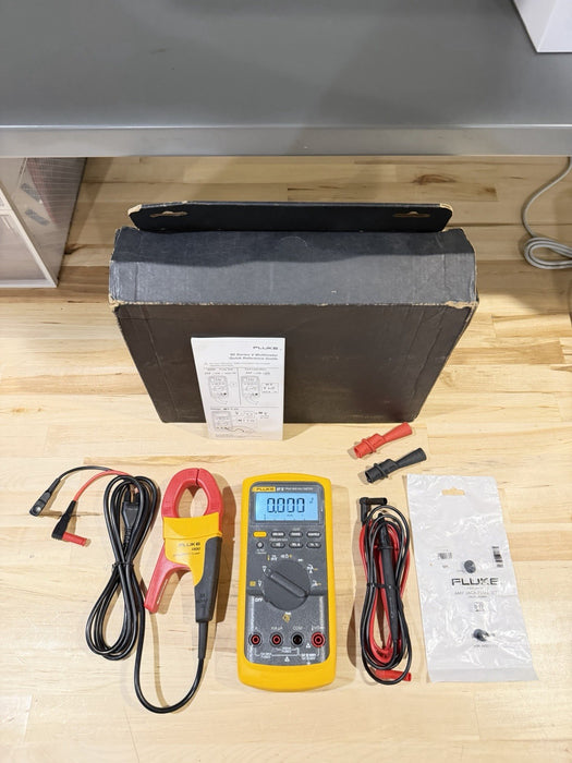 FLUKE 87V TRUE RMS MULTIMETER KIT W/ LEADS & I400 KIT (TESTED) SHIPS FAST