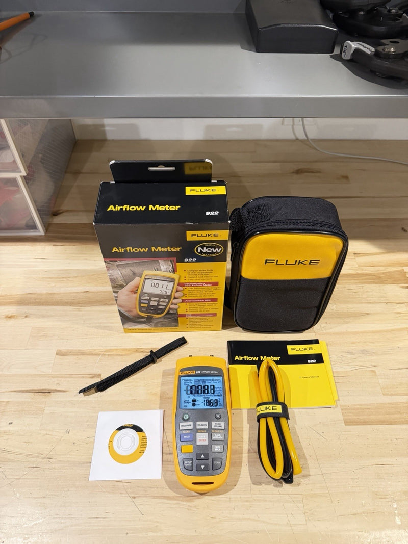 FLUKE 922 AIRFLOW METER KIT W / ACCESSORIES- SHIPS FAST (NEW SEALED)