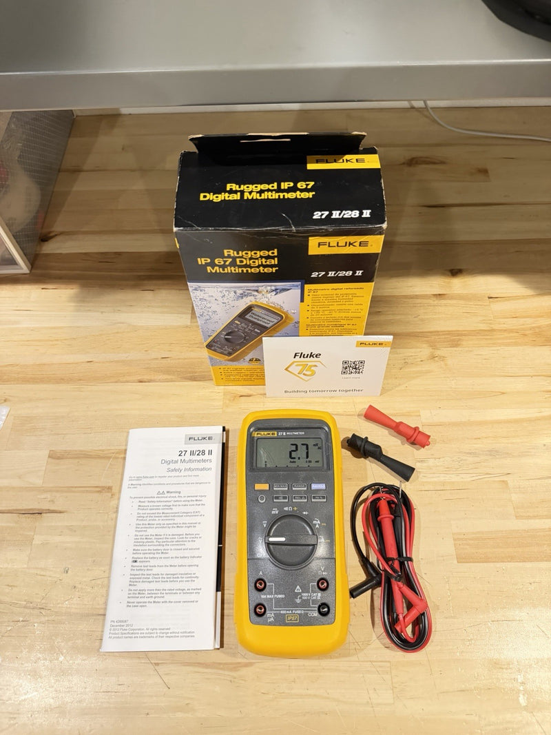 FLUKE 27 II TRUE RMS MULTIMETER CALIBRATED -SHIPS FAST (NEW SEALED)