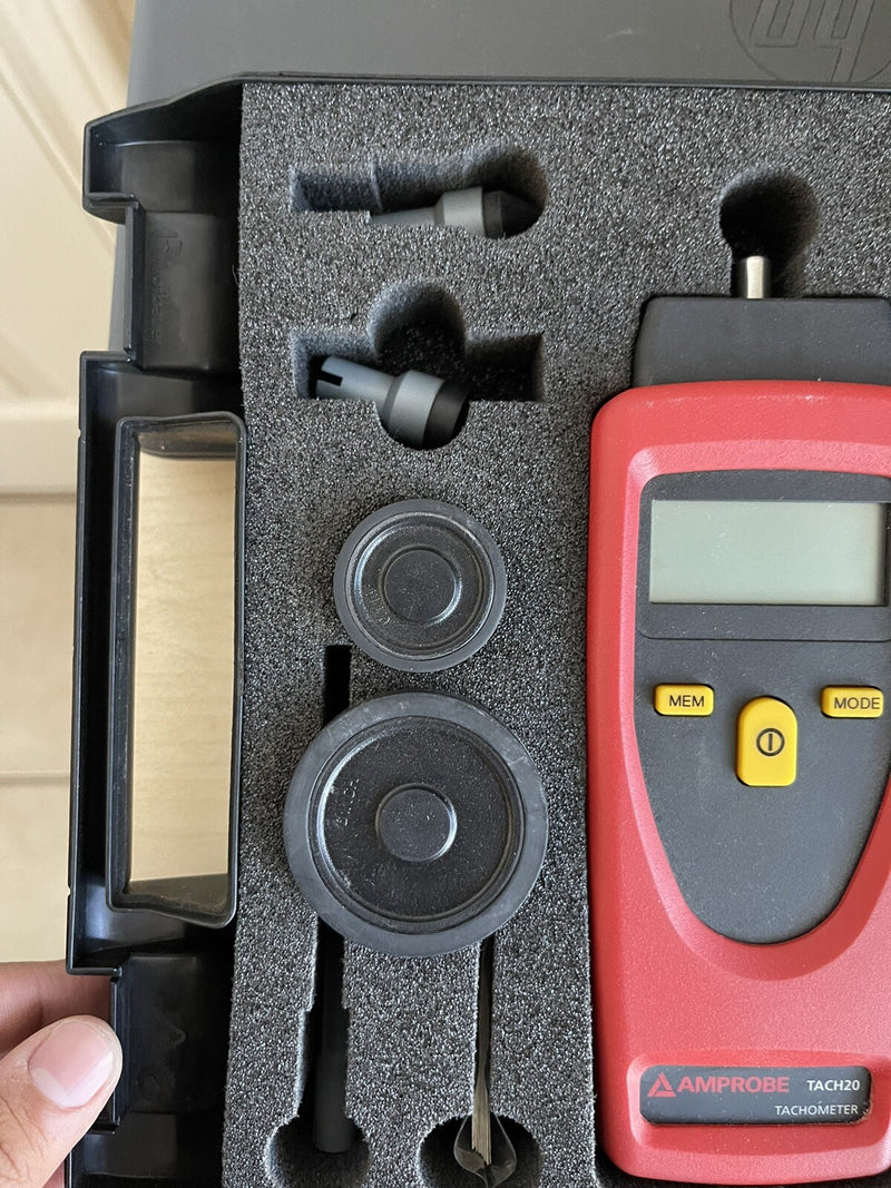 AMPROBE TACH20 DIGITAL HANDHELD TACHOMETER WITH CASE AND USER MANUAL