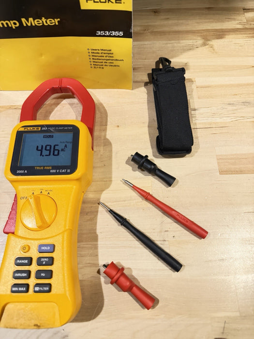 FLUKE 353 AC/DC CLAMP METER W/ LEADS & BAG (TESTED) SHIPS FAST