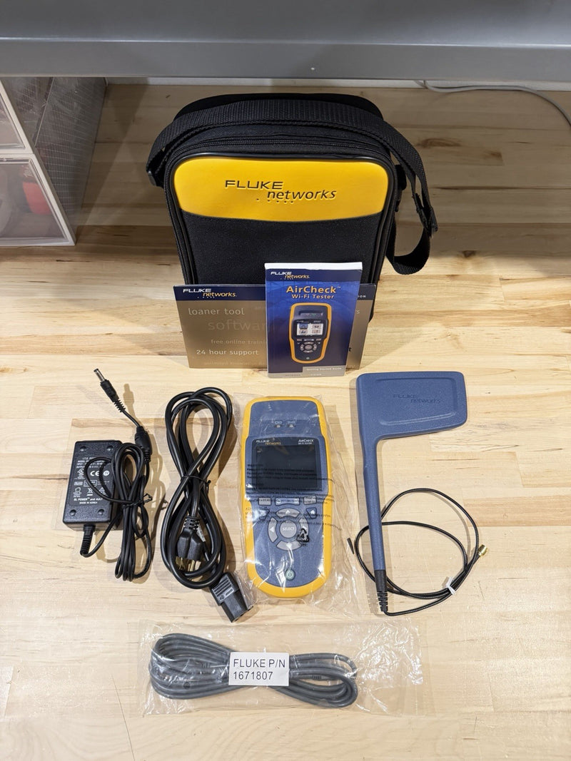 FLUKE NETWORKS AIRCHECK WIFI TESTER WITH ANTENNA & ACCESSORIES RARE