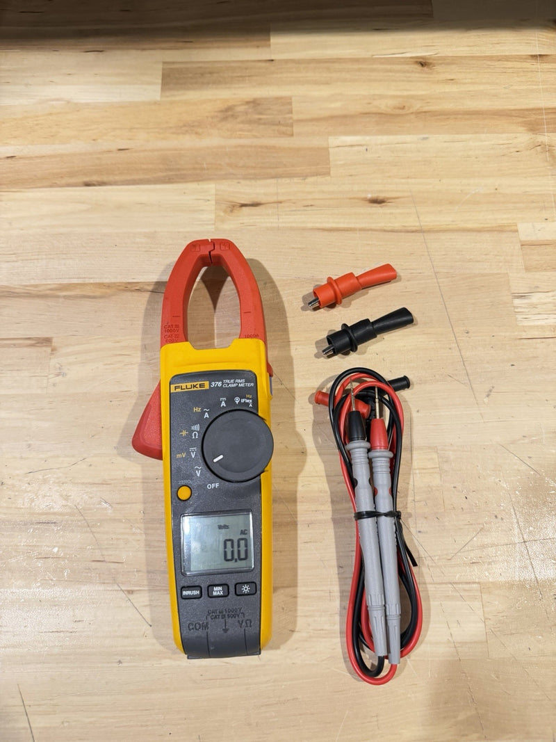 FLUKE 376 AC/DC TRUE RMS WIRELESS CLAMP METER W /LEADS & CLIPS -SHIPS FAST
