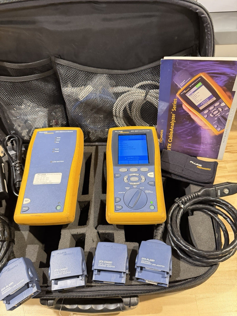 FLUKE NETWORKS DTX-1800 DTX CABLE ANALYZER KIT & PLA001 TESTED