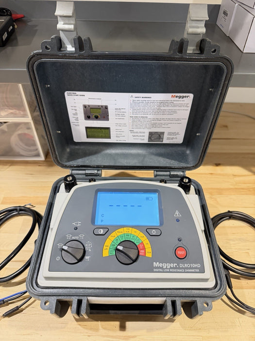 MEGGER DLRO10HD DIGITAL LOW RESISTANCE OHMETER W/ PROBES & CHARGER (TESTED)