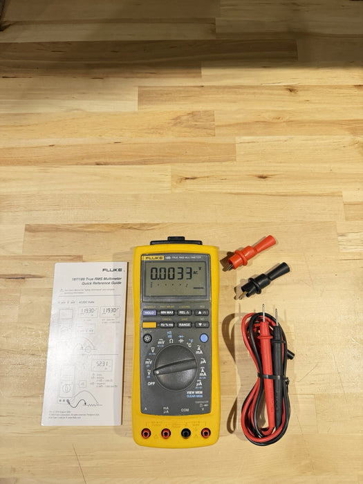 FLUKE 189 TRUE RMS MULTIMETER W/ LEADS & CLIPS (TESTED) SHIP FREE