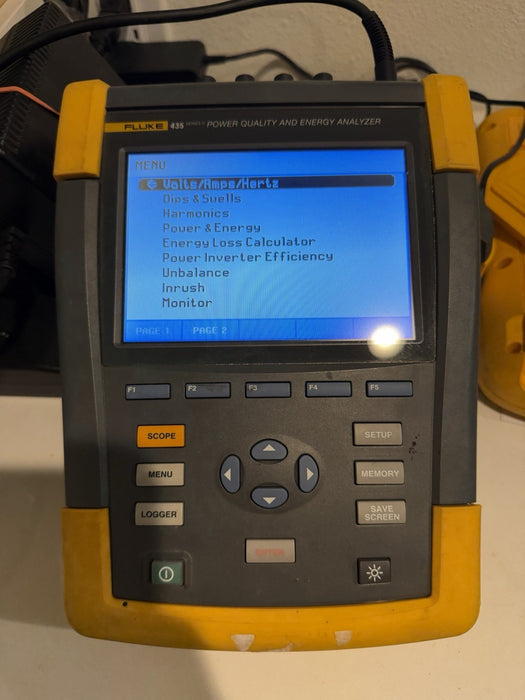 FLUKE 435 II POWER QUALITY & ENERGY ANALYZER W/ ACCESSORIES & CHARGER-SHIPS FREE