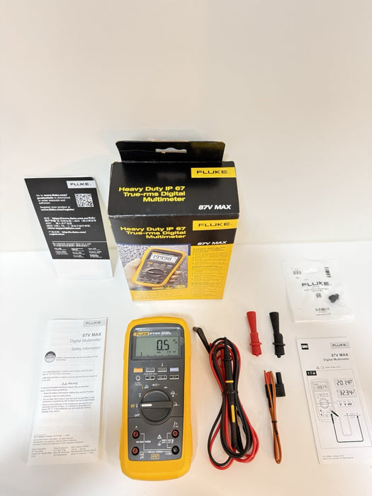 FLUKE 87V MAX TRUE RMS MULTIMETER WITH LEADS & CLIPS NEW SEALED