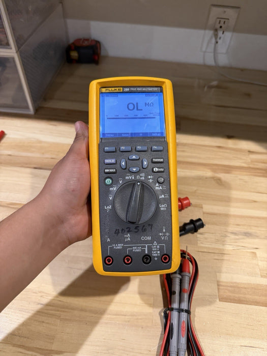 FLUKE 289 TRUE RMS ELECTRONIC LOGGING DIGITAL MULTIMETER W/ LEADS & CLIPS #8