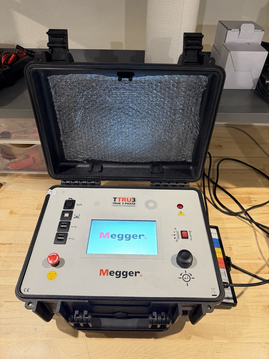 MEGGER TTRU3 PRO TRUE 3-PHASE TRANSFORMER TURNS RATIOMETER WITH CABLES TESTED