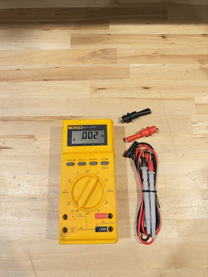 FLUKE 27 MULTIMETER W/ LEADS & CLIPS (TESTED) SHIPS FAST