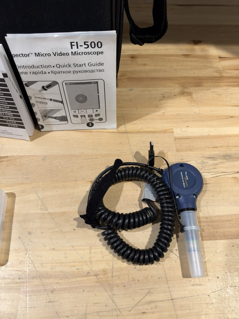 FLUKE NETWORKS FI-500 FIBER-INSPECTOR MICRO KIT W/  ACCESSORIES (TESTED)