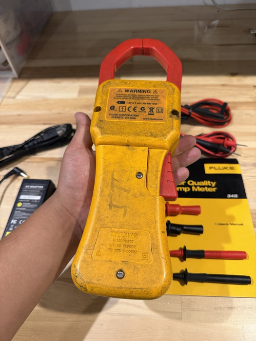 FLUKE 345 POWER QUALITY CLAMP METER W/LEADS & ACCESSORIES (TESTED) SHIPS FAST