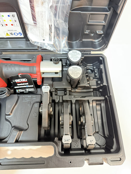 RIDGID RP 241 PRESS TOOL KIT W/ BATTERIES & CHARGER &  1/2" TO 1" PRO PRESS JAWS