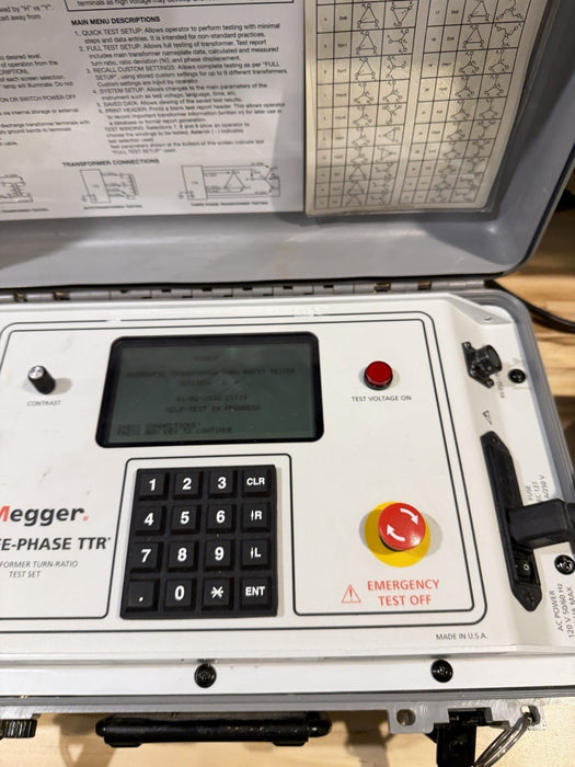 MEGGER THREE-PHASE TTR 550503 TRANSFORMER TURN-RATIO TESTER WITH LEADS TESTED