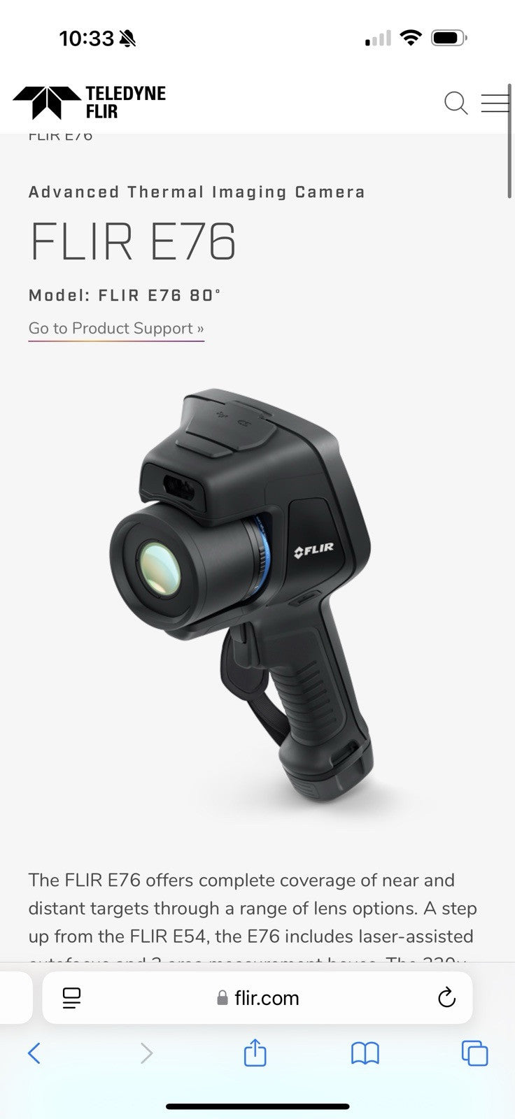 FLIR E76 80 THERMAL IMAGER (320X240) WITH 80 DEGREE LENS 2024