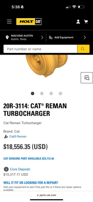 CAT 20R-3114 REMAN TURBOCHARGER NEW