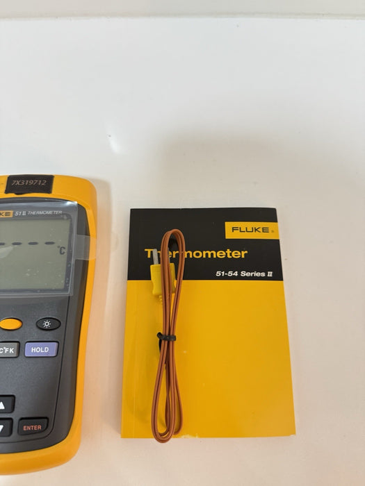 FLUKE 51 II SINGLE INPUT THERMOMETER WITH PROBE & MANUAL TESTED